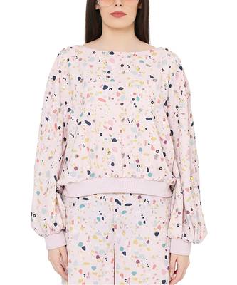 PS Pret by Payal Singhal Pink Colour Printed Art Crepe Oversized Top with Frill Palazzo 4
