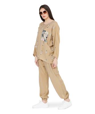 PS Pret by Payal Singhal Gold Brocade Oversized Top with Jogger Pant 2