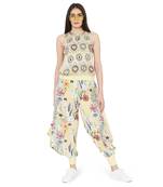 PS Pret by Payal Singhal Yellow Colour Printed Art Crepe Top with Bustier and Cowl Pant