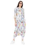 PS Pret by Payal Singhal Stone Colour Printed Art Crepe Top with Low Crotch Pant