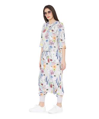 PS Pret by Payal Singhal Stone Colour Printed Art Crepe Top with Low Crotch Pant 2
