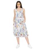 PS Pret by Payal Singhal Stone Colour Printed Art Crepe Racer Back Top with Balloon Skirt