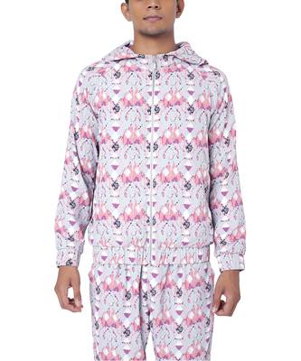 PS Men by Payal Singhal Grey Printed Art Crepe Bomber Jacket with Jogger Pant 4
