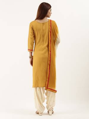 Mustard thread embroidery cotton salwar 2
