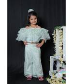 Frilled Top with Embroidered Palazzo