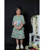 Green Peplum top with Butterfly Skirt