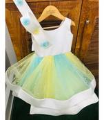 Big Stylish Bow with pleated embroidered Frock