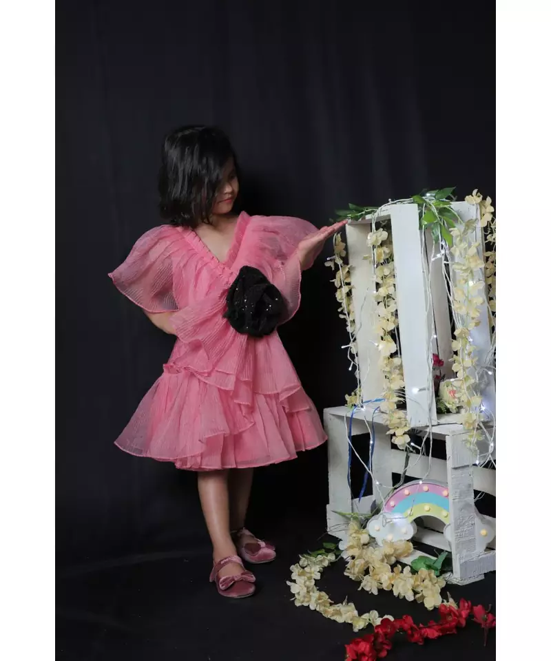 Pleated Frock with Smart Flower on Top