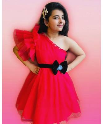 One Off Shoulder Flowered Frock With Ruffled Sleeves 3