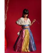 Multicolour Ghagra with V Neck style top