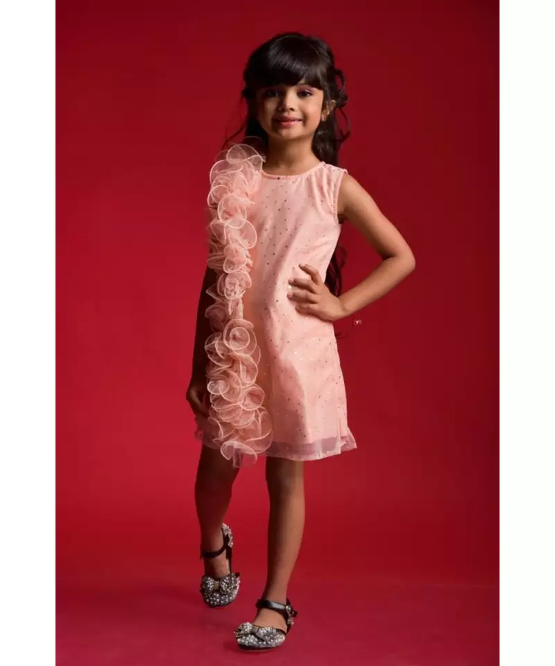 Frilled one side style frock