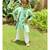 Green Embroidered Kurta with offwhite Chudidar
