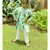 Green Embroidered Kurta with offwhite Chudidar
