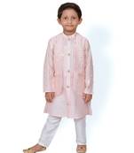 Peach Embroidered attached Jacket with Chudidar
