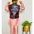 Floral Bandi with pink Kurta and Pajama