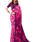 Pink Printed Crepe Saree With Blouse