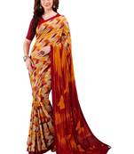 Maroon Printed Crepe Saree With Blouse