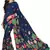 Blue printed crepe saree with blouse
