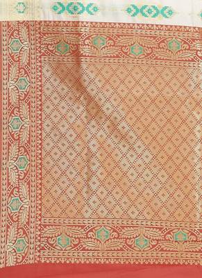 white semi silk woven saree with blouse 3