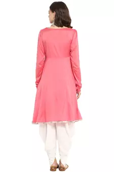 pink silk blend long kurti with minimal style