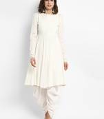 White plain silk long-kurtis