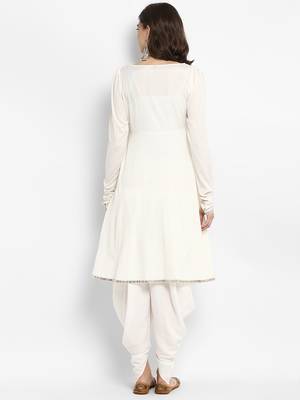 white silk blend long kurti with classic shape 2