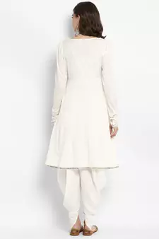 white silk blend long kurti with classic shape