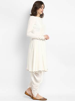 white silk blend long kurti with classic shape 3