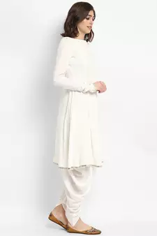 white silk blend long kurti with classic shape