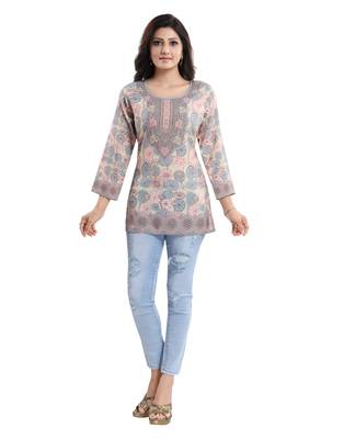 Multicolor printed crepe short-kurtis 1