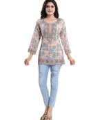 Multicolor printed crepe short-kurtis