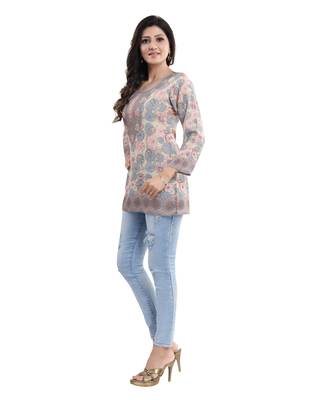 Multicolor printed crepe short-kurtis 3