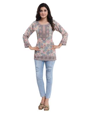 Multicolor printed crepe short-kurtis 5
