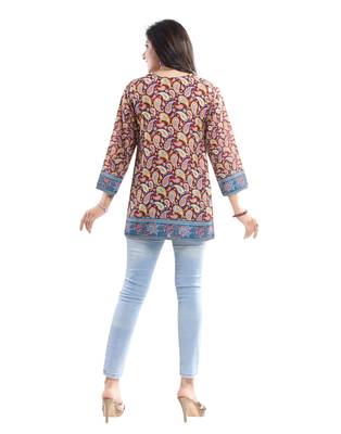 Maroon printed crepe short-kurtis 2