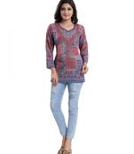 Multicolor printed crepe short-kurtis