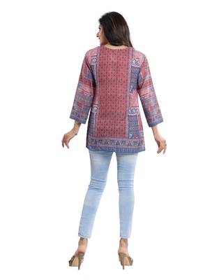 Multicolor printed crepe short-kurtis 2