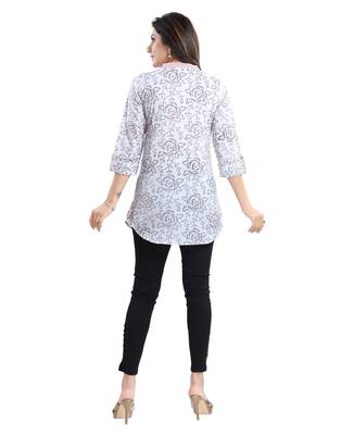 White printed cotton short-kurtis 2