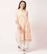 Peach printed cotton kurta-sets