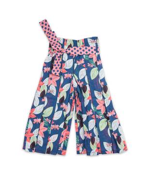 Pink floral print georgette girls-top-bottom 4