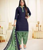 Blue printed cotton salwar