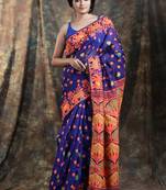 Purple Woven Blended Cotton Saree Without Blouse