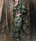 Black Woven Blended Cotton Saree Without Blouse