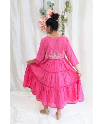 Pink Wildflower tiered Maxi dress 2