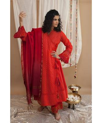 Red Padmini Angrakha with Pyjama & Dupatta 1