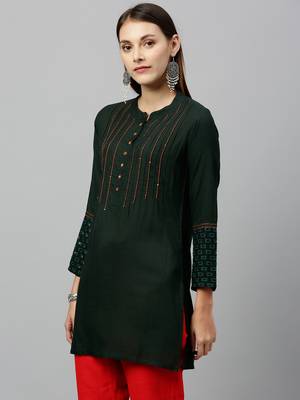GREEN Rayon stitched   kurta 3