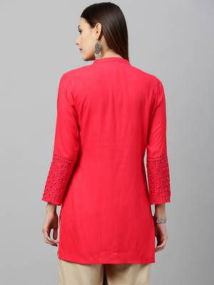 Peach Rayon stitched   kurta 2