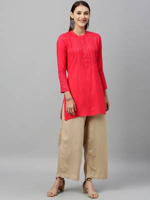 Peach Rayon stitched   kurta 4