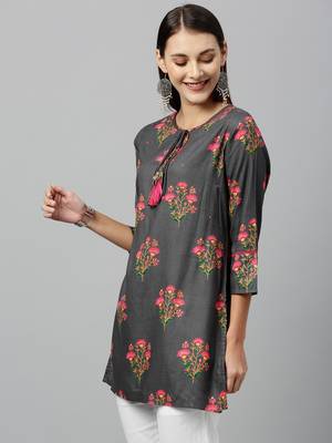 Grey Rayon stitched   kurta 3
