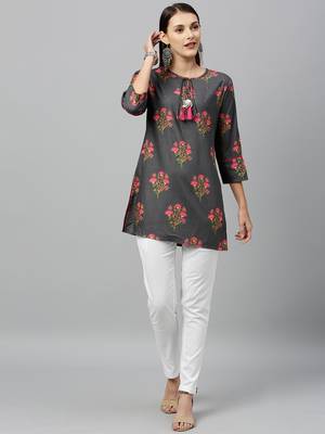 Grey Rayon stitched   kurta 4