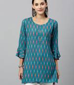 Teal Rayon stitched   kurta